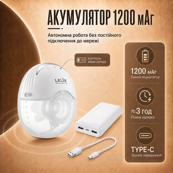 Молокоотсос электрический беспроводной LELIK&trade; Genius Lacto Pro 210 ml ультратихий и портативный, свободные руки, белый 4014720 фото