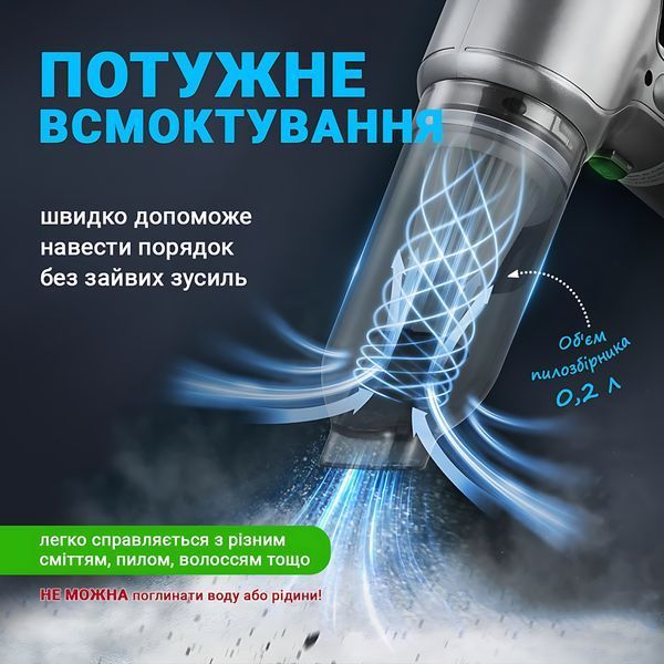 Автомобільний портативний пилосос 3в1 SUITU ST-6648Pro Max, універсальний, бездротовий, безщітковий, 12000 Па, срібний 4014355 фото
