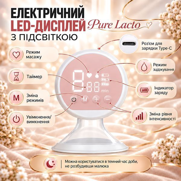 Молоковідсмоктувач електричний LELIK&trade; Pure Lacto з функцією масажу та стимуляцією лактації, білий 4013860 фото