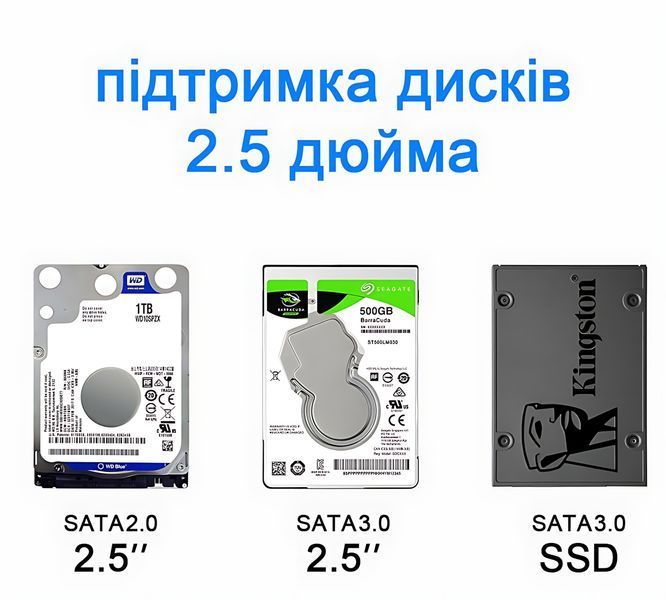 Внешний карман переходник USB 3.0 для SSD/HDD диска SATA III 2.5&rdquo;, Rocketek, серебристый 4018674 фото