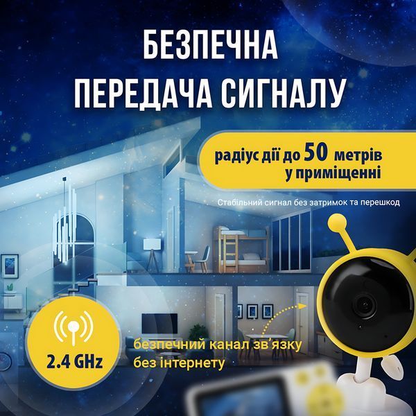 Видеоняня LELIK Mini Alien с большим HD-экраном, двухсторонней связью, датчиком плача, движения и температуры, с ночным видением 4014393 фото
