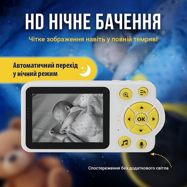 Видеоняня LELIK Mini Alien с большим HD-экраном, двухсторонней связью, датчиком плача, движения и температуры, с ночным видением 4014393 фото