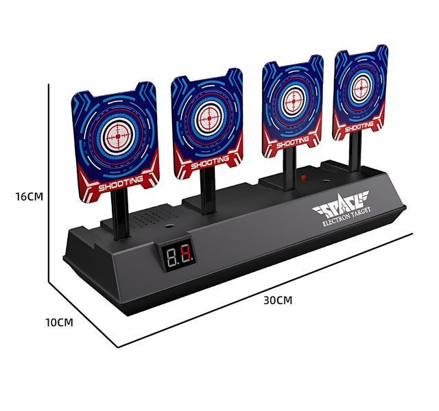 Мишень электронная с автовозвратом мишеней Space Shooting 4х для игр с броей Nerf, Orbeez, черный 4013815 фото