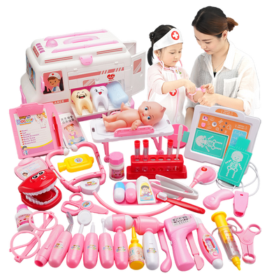 Развивающий игровой набор доктора Ambulance на 65 предметов, розовый 4018513 фото