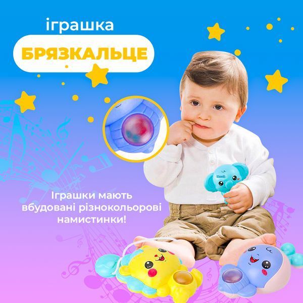 Мобіль дитячий на ліжечко акумуляторний з проектором NeoBaby, музична дитяча карусель 3 в 1 для ліжечка, блакитний 4013549 фото