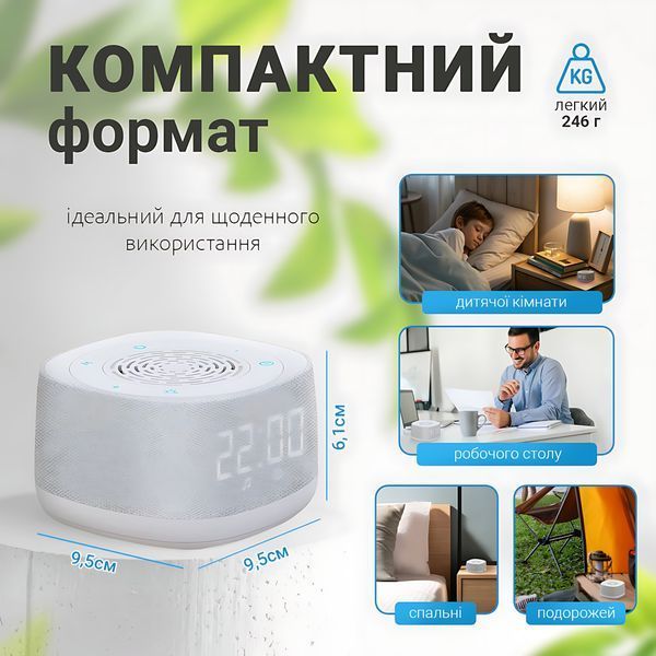 Многофункциональная Bluetooth-колонка 4 в 1 LELIK Lumi Tid с часами, ночником, генератор белого шума 4014621 фото