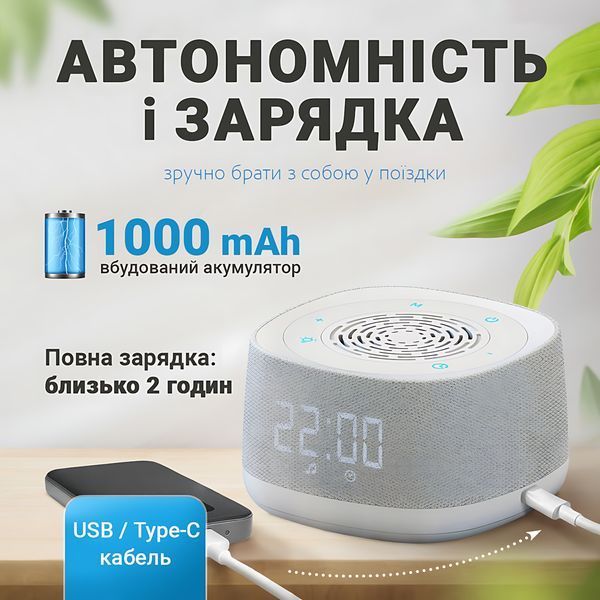 Многофункциональная Bluetooth-колонка 4 в 1 LELIK Lumi Tid с часами, ночником, генератор белого шума 4014621 фото