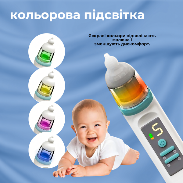 Мощный электрический аспиратор LELIK&trade; Aero MAX, аккумуляторный назальный соплеотсос с 5 уровнями мощности, зеленый 4013730 фото