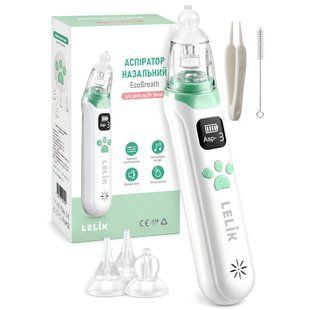 Електричний назальний аспіратор EcoBreath LELIK&trade;, акумуляторний соплевідсмоктувач, білий 4018469 фото