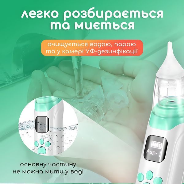 Электрический назальный аспиратор EcoBreath LELIK&trade;, аккумуляторный соплеотсос, белый 4018469 фото