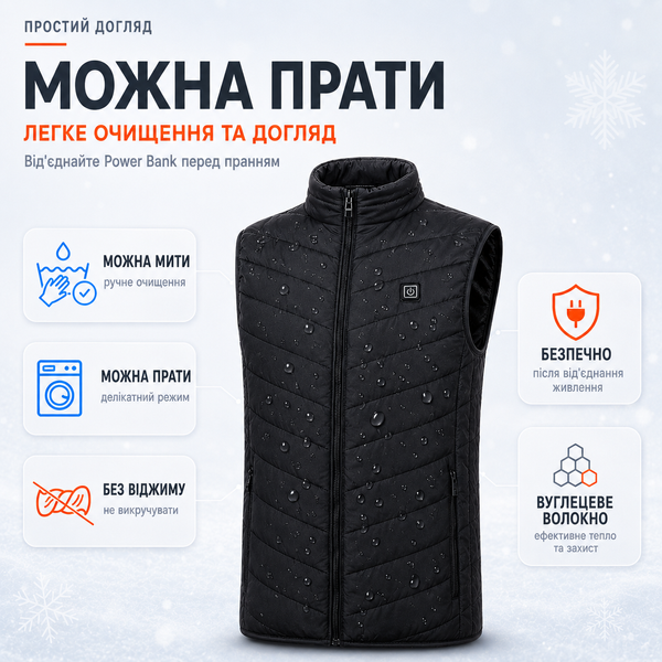 Жилет с подогревом, USB-порт, 9 зон подогрева, от PowerBank, размер 5XL 4018711 фото