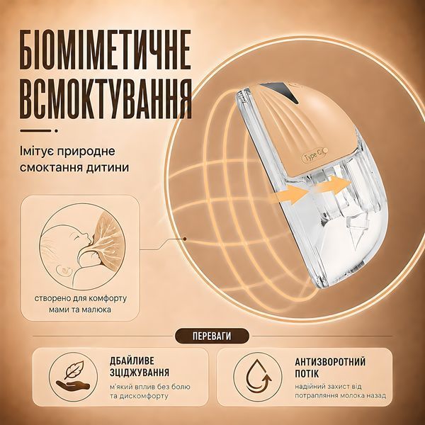 Молокоотсос электрический беспроводной LELIK&trade; Genius Lacto Pro 210 ml ультратихий и портативный, свободные руки, бежевый 4014720 фото