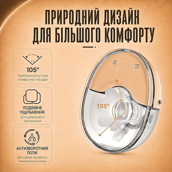 Молокоотсос электрический беспроводной LELIK&trade; Genius Lacto Pro 210 ml ультратихий и портативный, свободные руки, бежевый 4014720 фото