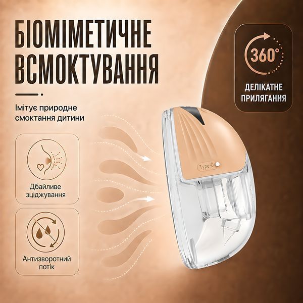Молокоотсос электрический беспроводной LELIK&trade; Genius Lacto Pro 210 ml ультратихий и портативный, свободные руки, бежевый 4014720 фото