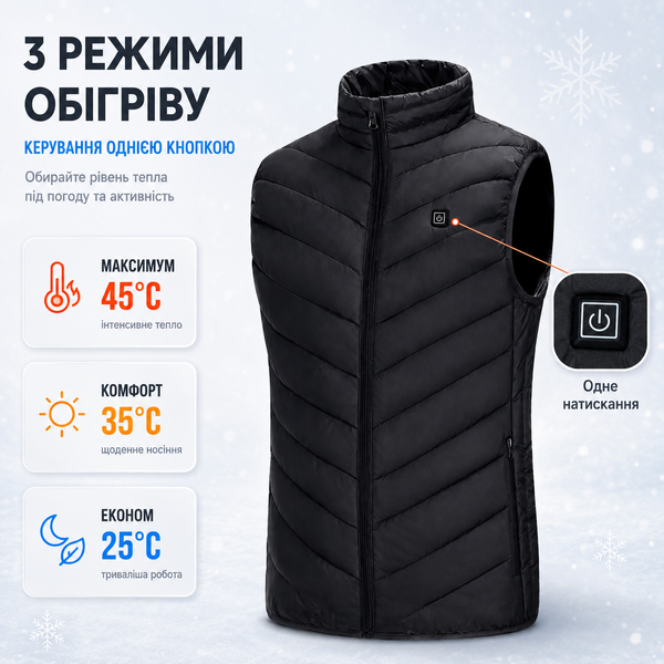 Жилет з підігрівом, USB-порт, 9 зон підігріву, від PowerBank, розмір XL 4018711 фото