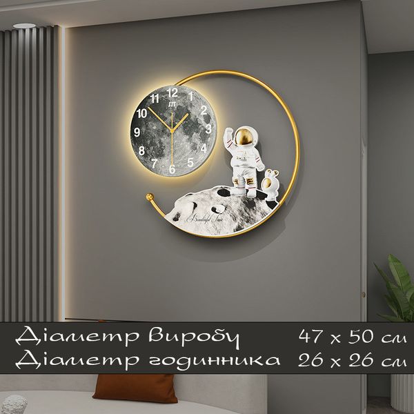 Годинник настінний дизайнерський креативний COSMIC з підсвіткою JT21144 / 47x50см 4018421 фото