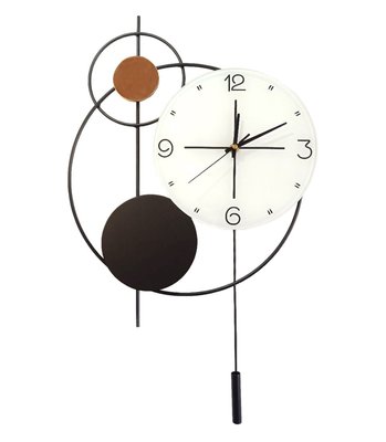 Часы настенные дизайнерские с маятником, бесшумный механизм, Black Circles JT22214/ 36x70 см 4013389 фото